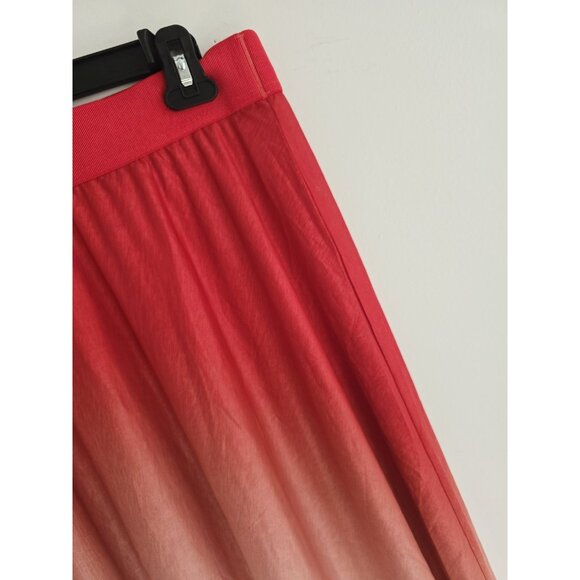 Athleta Grace Ombre Red Pull On Flow Sheer Relaxed Lightweight Athletic Skirt L - Picture 4 of 8